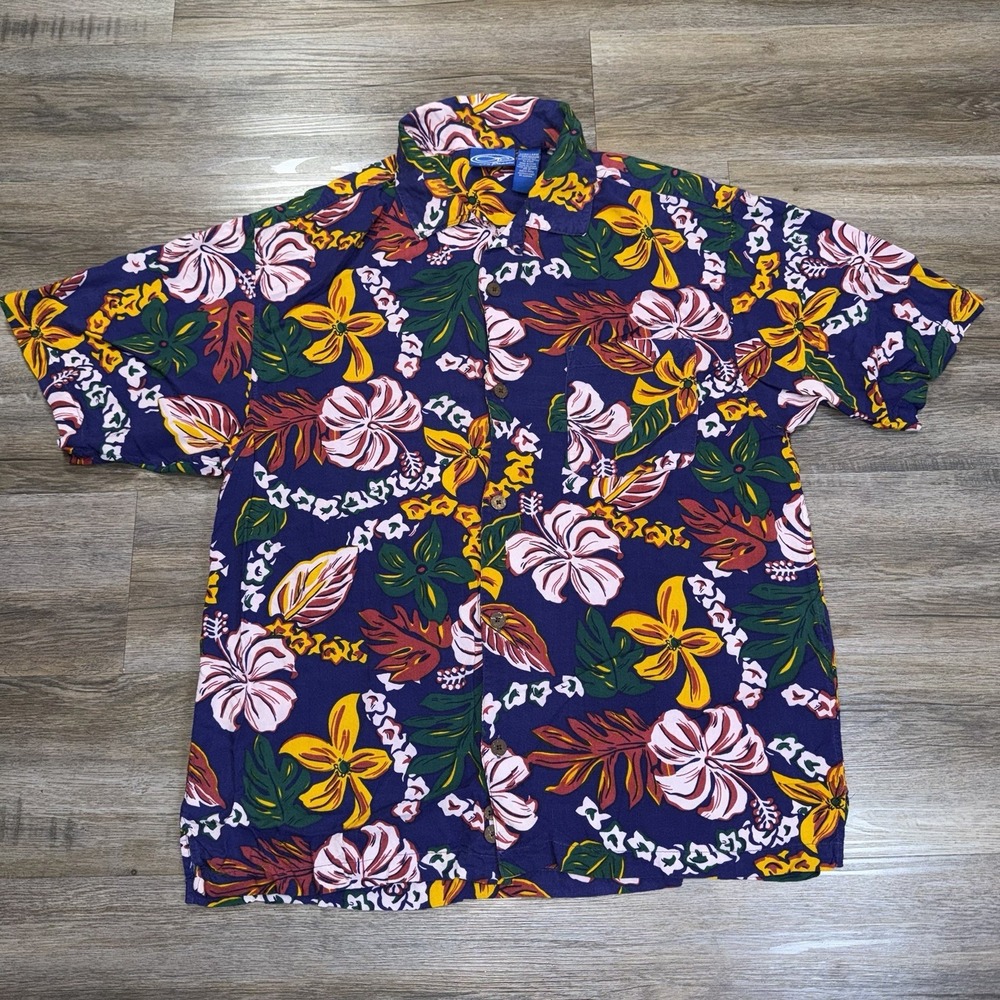 VTG 1990s-Y2K Ocean Pacific Short-Sleeve Hawaiian Aloha Shirt Mens XL Purple